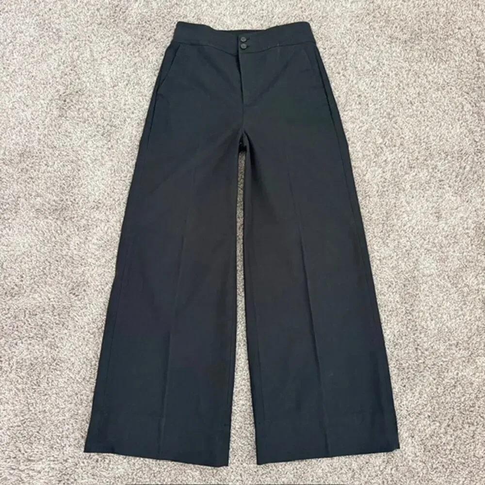J. Crew Super Wide Leg Pants Women's 4P High Waisted Flare Black‎ Bell Bottom